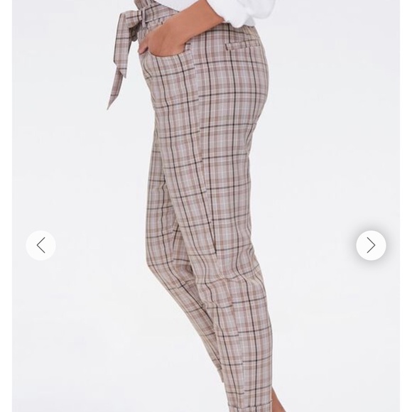 Forever 21 Plaid Paperbag pants Sz S New Cute - Picture 4 of 5